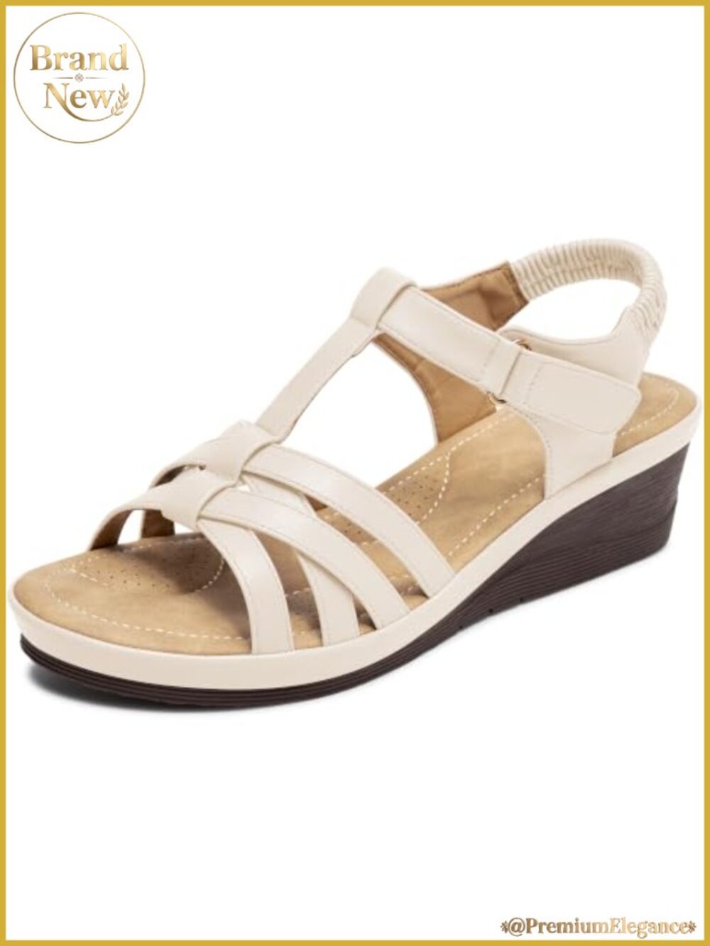 Womens Wedge Sandals Comfort Cushioned Non-Slip Elastic Ankle Strap